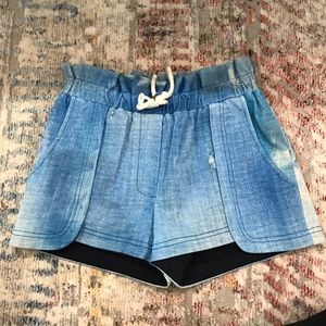 REBECCA MINKOFF DRAWSTRING LEATHER SHORTS XS
